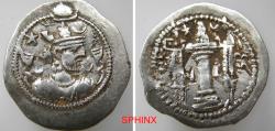 Ancient Coins - 467EG5Y) SASANIAN KINGS. Kavād (Kavādh) I. First reign, AD 488-497. AR Drachm (28 mm, 4.02 g). KL (Kirman) mint. Crowned bust right; star to left / Fire altar with ribbons and atte