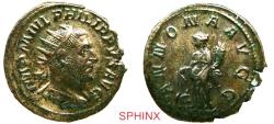 Ancient Coins - 472GK5Y) Roman Imperial, Philip I, AD 244–249. AR Antoninianus (3.92 g, 22 mm). Obverse: IMP M IVL PHILIPPVS AVG, radiate, draped, and cuirassed bust right. Reverse: ANNONA AVGG, A