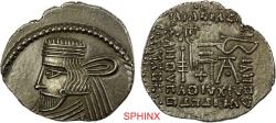 Ancient Coins - 172CRR3Y) PARTHIAN KINGDOM: Vardanes II, 55-58 AD, AR drachm (3.78g), Ekbatana, diademed bust with rounded medium beard left // archer seated right, holding bow, SCARCE