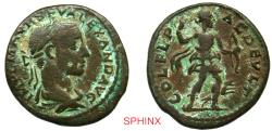 Ancient Coins - 805CF3Z) THRACE, Deultum. Severus Alexander. AD 222-235. AE (23 mm, 8.32 g). Laureate and draped bust right / Artemis advancing right, holding bow and drawing arrow from quiver aVF