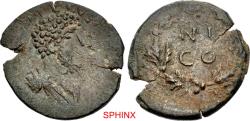 Ancient Coins - SPHINX RESUMES SHIPPING TO THE UNITED STATES...252KR4Z) Extremely rare, CILICIA, Ninica-Claudiopolis. Lucius Verus. AD 161-169. AE (23.5mm, 5.38 g, 6h). Bareheaded, draped, and cui