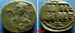 Ancient Coins - 56BM9) BYZANTINE EMPIRE. Anonymous. AE Follis. attributed to the reign of Romanus III Argyrus AD 1028-1034.class B.Mint of Constantinople.( 25.5 x 28 mm, 10.58 grms), Facing, nimba
