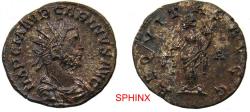 Ancient Coins - 633RG5W) Roman Imperial, Carinus AE Antoninianus. (3.24 grms, 22 mm) Lugdunum mint. Obverse: IMP C M AVR CARINVS AVG, Radiate, draped and cuirassed bust right. Reverse: AEQVITAS AV