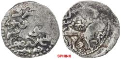 Ancient Coins - 640CGH22) VERY RARE ILKHAN: Abaqa, 1265-1282, AR dirham (2.48 grms, 20.5 mm), Tus, ND, A-C2130, Zeno-244842 (this piece), lion on obverse, facing right, as on later issues of Arghu