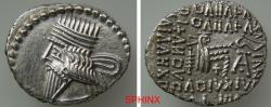 Ancient Coins - 69HK5U) KINGS of PARTHIA. Pakoros I. Circa AD 78-120. AR Drachm (17 X 19.5 mm, 3.01 g). Ekbatana mint. Diademed bust left, wearing long, pointed, beard / Archer (Arsakes I) seated