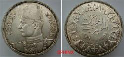 World Coins - 540CM22) EGYPT, British Occupation, King Farouk I, 1355-1372 AH / 1936-1952 AD, 10 Piasters, 14 grms silver 0.833, dated 1358 AH and 1939 AD, KM 367, in XF-UNC condition.