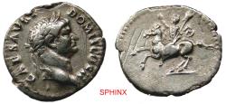 Ancient Coins - 895CKC6Z) RARE Domitian. As Caesar, AD 69-81. AR Denarius (20 mm, 3.23 g). Rome mint. Struck under Vespasian, AD 73. Laureate head right / Domitian on horseback, rearing left, aXF