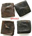 Ancient Coins - 632CH4K) LOT OF 2 COINS : INDIA, Post-Mauryan (Punjab). Taxila (local coinage). Circa 185-168 BC. CU Karshapana (20x20 mm, TOTAL WEIGHT 23.64 GRMS). Elephant/Lion type. Elephant