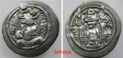 Ancient Coins - 628EG2Y) SASANIAN KINGS. Pērōz (Fīrūz) I. AD 457/9-484. AR Drachm (26 mm, 4.08 grms). BBA (Court) mint. Struck circa AD 465-474. Bust right, wearing crown with frontal crescent, VF