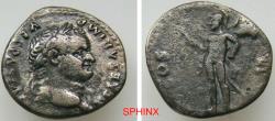 Ancient Coins - 884CKC6Z) Titus. As Caesar, AD 69-79. AR Denarius (17.5 mm, 2.96 g). Rome mint. Struck under Vespasian, AD 77-78. Laureate head right / Mars standing left, holding spear and trophy