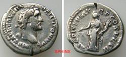 Ancient Coins - 577GK6Z) Antoninus Pius, AD 138-161, AR Denarius. 3.06 grms, 18 mm, Obverse: IMP T AEL CAES HADRI ANTONINVS, Bare head right. Reverse: AVG PIVS P M T R P COS DES II, Aequitas stand