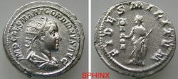 Ancient Coins - 810GG22P) Gordian III. AD 238-244. AR Antoninianus (23 mm, 4.78 g). Rome mint, 1st officina. 1st emission, June-December AD 238. Radiate, draped, and cuirassed bust right / FIDES M