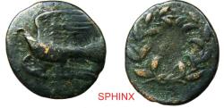 Ancient Coins - 487RC9X) SIKYONIA, Sikyon. Circa 330-310/05 BC. AE Dichalkon (17 mm, 2.88 grm). Dove flying left / (EY) within wreath tying below. Warren, Bronze 5.4a2; BCD Peloponnesos 305.5; HGC