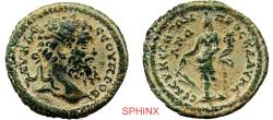 Ancient Coins - 986EG5W) CILICIA, Seleucia ad Calycadnum. Septimius Severus. AD 193-211. AE (21 mm, 5.81 g). Laureate head right / Tyche standing left, holding rudder and cornucopia. VF