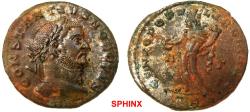 Ancient Coins - 301RK17) Constantius I. As Caesar, AD 293-305. AE Follis (25 mm, 8.96 g, 6h). Treveri (Trier) mint, 1st officina. Laureate, draped, and cuirassed bust right / Genius standing left,
