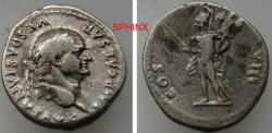 Ancient Coins - 896CKC6Z) Vespasian. AD 69-79. AR Denarius (18.5 mm, 3.27 g, 6h). Rome mint. Struck AD 77-78. Laureate head right / Mars standing left, holding spear and trophy. RIC II.1 937; gVF