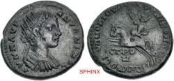 Ancient Coins - 407CER6X)  RARE. MOESIA INFERIOR, Nicopolis ad Istrum. Elagabalus. AD 218-222. AE Tetrassarion (26mm, 11.17 g, 8h). Titus Flavius Novius Rufus, legatus Augusti pro praetore.
