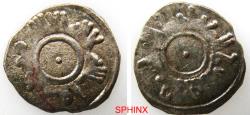 World Coins - 439RM5Z) Fatimid Al-MU-IZZ LEDIN ELLAH AL-FATEMY, 341-365 AH / 953-975 AD; Full name : MA'AD AL-MANSUR ABU TAMIM AL-MU'EZZ. AR 1/8 Dirham, 0.34 grms, 12 mm, NM,  with one concentri
