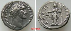Ancient Coins - 579GK6Z) Antoninus Pius. AD 138-161. AR Denarius (18 mm, 3.21 g, 6h). Rome mint. Struck circa AD 141-143. Laureate head right / Aequitas standing left, holding scales and pertica.