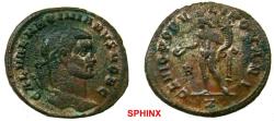 Ancient Coins - 314RK17) Galerius as Caesar (296-297 AD) AE Follis, 9.71 grms, 27 mm, Rome mint, Obverse: GAL VAL MAXIMIANVS NOB C, Laureate head right.Reverse: GENIO POPV-LI ROMANI, Genius naked