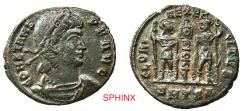 Ancient Coins - 647RG5W) Roman Imperial, Constans, AE3 (1.82 grms, 17 mm) 337-350 AD, Obverse: CONSTANS-PF AVG, Laureate and rosette-diademed, draped, cuirassed bust right. Reverse: GLORI-A EXER-