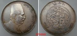World Coins - 723CGM22) EGYPT: Fuad I, as King, 1922-1936, AR 20 qirsh, 40.5 mm, 27.92 grms 1923/AH1341-H, KM-338, choice VF. A very popular and desirable coin.