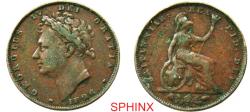 Ancient Coins - 85CE2Z) BRITAIN, GEORGE IV, 1820-1830, AE Farthing, 1826, KM 697, FINE.