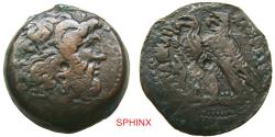 Ancient Coins - 564RG4X) PTOLEMAIC KINGS of EGYPT. temp. Ptolemy VI–VIII. Circa 180-116 BC. AE (30 mm, 24.61 g, 12h). Alexandreia mint. Series 7C. Diademed head of Zeus-Ammon right / Two eagles VF