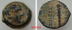 Ancient Coins - 28CH5) SELEUCID EMPIRE; ANTIOCHUS VII, 138-129 BC, AE 3.27 grms, 14 mm dia. Lion's head / club, L & K 1844, BMC 64-68, FINE.