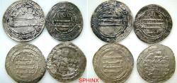 World Coins - 1007GL6Z) A BETTER GRADE GROUP OF ISLAMIC SILVER (4) FOUR COINS : All identified and attributed as follows :  Upper left : Abbasid Al-Ma'mun, Fars 208 AH, Rare. Upper right : Abbas