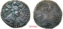 Ancient Coins - 623KR3Y) HUNNIC TRIBES, Nezak Huns. ‘Napki Malka’. Circa AD 515-560. AE Drachm (26 mm, 2.98 g). Kabul mint. Bust right, wearing winged bull’s head crown / Fire altar, attendants VF