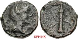 Ancient Coins - 110EK5X) Sicily  SNG Morcom 839 THIS COIN ! Ancient Greek, Sicily, Syracuse. Roman rule, late 2nd-early 1st century BC. AE 15, 3.11 grms, 15 mm; Obverse: Draped bust of Artemis