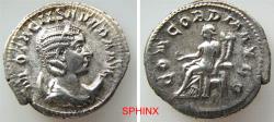 Ancient Coins - 991HC5K) Otacilia Severa. Augusta, AD 244-249. AR Antoninianus (23 mm, 4.06 g). Rome mint, Diademed and draped bust right, resting on a crescent / Concordia seated left, holding VF