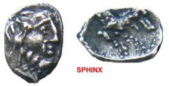 Ancient Coins - 336ME4) LYCAONIA, Laranda. Circa 324-323 BC. AR 3/4 Obol (7 x 9 mm, 0.46 g). Head of Herakles right / Forepart of a wolf right; L above. SNG Levante 227; SNG France -; SNG von Aulo