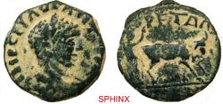 Ancient Coins - 942RK4P) Elagabalus AE21 of Petra in Province Arabia. 7.83 grms, 19.5 mm, Obverse: IMP M AVR ANTONINVS, Laureate draped bust right. Reverse: PETRA above, COL below, founder plowing