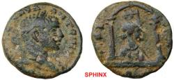 Ancient Coins - 731HM3) SYRIA, Seleucis and Pieria. Laodicea ad Mare. Elagabalus. AD 218-222. Æ 17 mm (3.21 g, 10h). Laureate head right / Turreted and draped bust of Tyche right within distyle