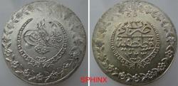 Ancient Coins - 27RR2Z) OTTOMAN Turkey, Mahmud II, 1223-1255 AH / 1808-1839 AD, Silver coinage, Eighth Series, 5 piasters (15-16 grms this Coin 15.95 grms 39.5 mm) , struck at constantinople, VF