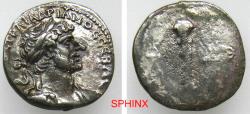 Ancient Coins - 627RG5W) Roman Provincial, CAPPADOCIA. Caesarea. Hadrian.117-138 AD. AR Hemidrachm (1.61 grms, 13 mm); Obverse : ΑΥΤΟ ΚΑΙϹ ΤΡΑΙ ΑΔΡΙΑΝΟϹ ϹΕΒΑϹΤ; Laureate head of Hadrian, right, VF