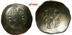 Ancient Coins - 31RM0Z) Manuel I Comnenus. 1143-1180. BI Aspron Trachy (29 mm, 3.99 grms). Constantinople mint. Struck 1167-1183(?). Christ Pantokrator enthroned facing / Manuel standing facing, h