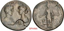Ancient Coins - 269CGH6X) CARIA, Stratonicaea. Caracalla, with Plautilla. AD 198-217. AE (35 mm, 29.27 g, 6h). Tiberius Claudius Dionysios, president of the college of the grammateis. GOOD FINE