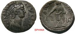 Ancient Coins - 905CRC4W) EGYPT, Alexandria. Nero. BI Tetradrachm (25.5 mm, 13.61 g). Dated RY 3 (AD 56/7). Laureate head right / Dikaiosyne standing facing, head left, holding scales and fold