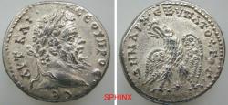 Ancient Coins - 19CHB5U) Seleucis and Pieria. Laodicea ad Mare. Septimius Severus. AD 193-211. AR Tetradrachm (27 mm, 7.98 g, 1h). Struck AD 209-211. Laureate and draped bust right / Eagle standin