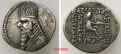 Ancient Coins - 449KL6Z) KINGS of PARTHIA. Mithradates II. 121-91 BC. AR Drachm (19 mm, 4.05 g, 12h). Rhagai mint. Struck circa 96/5-93/2 BC. Bust left, wearing tiara decorated with three rows XF