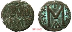 Ancient Coins - 50FG6Z) Byzantine Empire, Leo V and Constantine AD 813-820. Constantinople Follis AE 5.45 grms, 22 mm; Obverse: LЄOҺ S COҺS, Crowned facing busts of Leo and Constantine. aVF