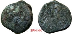 Ancient Coins - 554CK22P) Ancient Greek, Ptolemy IX-X, Cyprus late 2nd to early 1st century BC. AE22 (7.48 Grms, 22 mm), Obverse: Head of Zeus right. Reverse: ΠΤΟΛΕΜΑΙΟY ΒΑΣΙΛΕΩΣ, Two eagles facin