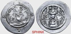 Ancient Coins - 659CH4K) Sasanian Kingdom, Hormazd IV AR Drachm. 4.12g, 31mm, 9h. WH (Veh-Ardashir) mint, RY 10 = AD 588. Crowned bust to right, wearing mural crown with frontal crescent and korym