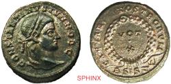Ancient Coins - 722RC2Z) CONSTANTINE II, as Caesar. 317-337 AD. AE Reduced Follis (19 mm, 3.37 gm). Siscia mint. Struck 321-324 AD. Laureate head right / VOT / X in two lines across field; VF