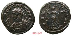 Ancient Coins - 213HR4X) Probus AD 276-282; AE Antoninianus.3.71  Grms, 22 mm, Ticinum mint, 281 AD. Obverse: IMP C PROBVS AVG, Radiate bust left in imperial mantle, eagle-tipped sceptre in right