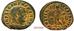Ancient Coins - 426CL2Z) Licinius I, (AD 308-324) AE Follis, (3.01 grms, 21 mm) Rome mint, Obverse: IMP LICINIVS P F AVG, Laureate, draped and cuirassed bust right. Reverse: SOLI IN-V-ICTO COMITI,