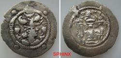 Ancient Coins - 164RK5U) RARE. Central Asia, Hunnic Tribes, Hephthalites. AR Drachm (3.44 grms, 30 mm), imitating a drachm of the Sasanian King Peroz I (457/9-484) from Balkh, 6th century. VF